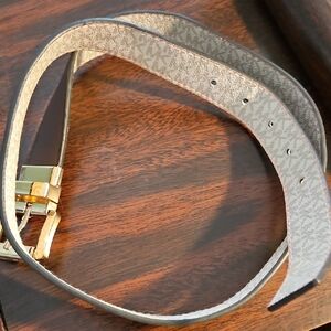 Michael Kors Gray/Brown Reversible Belt with Gold Buckle
